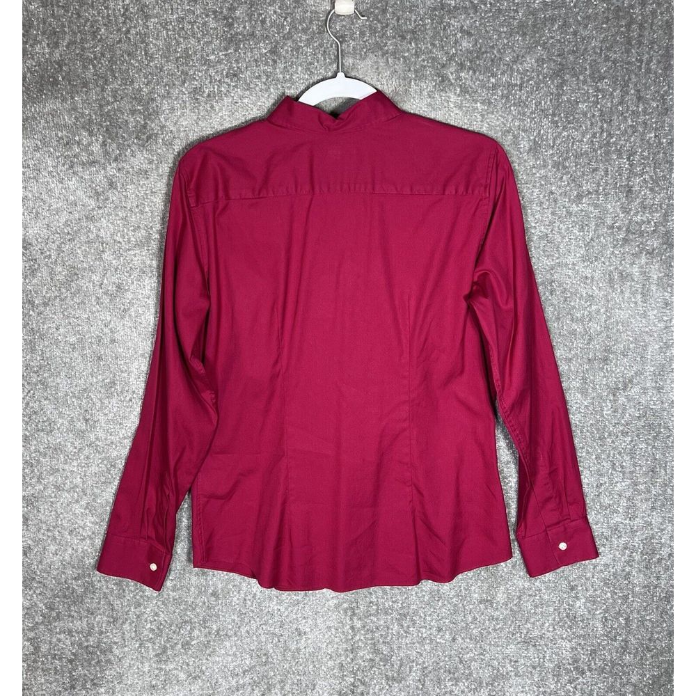 Lands End Long Sleeve Button Up Top Womens Size‎ 12 Magenta Cotton Blouse - Picture 2 of 7